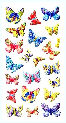 Softy Stickers bunt, Glitzer Schmetterlinge